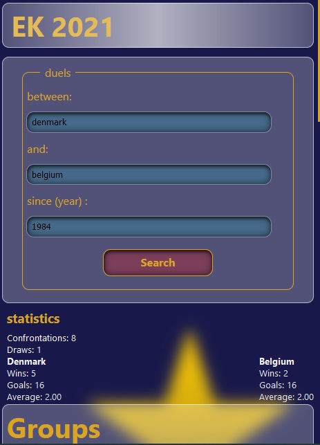 Project euro 2021 duels statistics tool